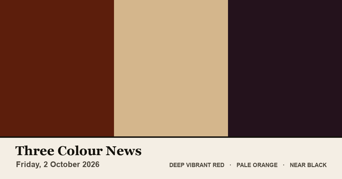 Three colour blocks: Deep Vibrant Red, Pale Orange, Near Black. The colours of the British front pages on Friday, 2 October 2026.