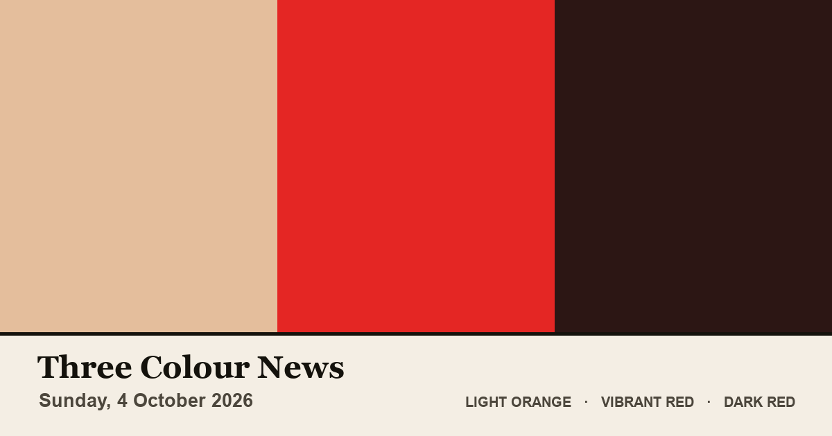 Three colour blocks: Light Orange, Vibrant Red, Dark Red. The colours of the British front pages on Sunday, 4 October 2026.