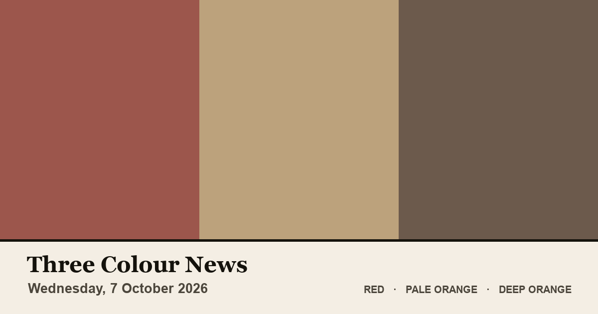 Three colour blocks: Red, Pale Orange, Deep Orange. The colours of the British front pages on Wednesday, 7 October 2026.