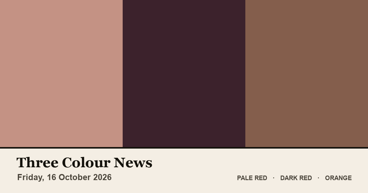 Three colour blocks: Pale Red, Dark Red, Orange. The colours of the British front pages on Friday, 16 October 2026.