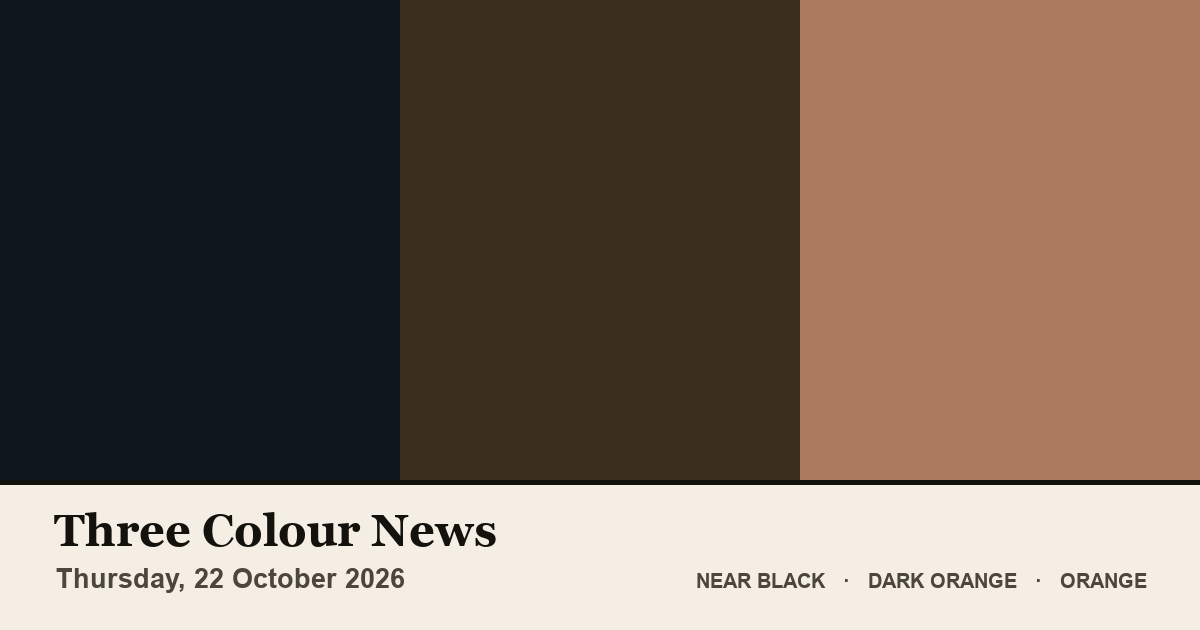 Three colour blocks: Near Black, Dark Orange, Orange. The colours of the British front pages on Thursday, 22 October 2026.