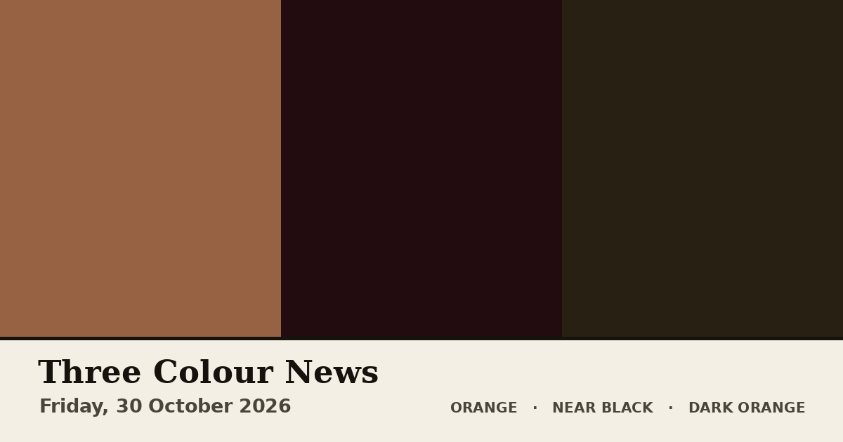 Three colour blocks: Orange, Near Black, Dark Orange. The colours of the British front pages on Friday, 30 October 2026.